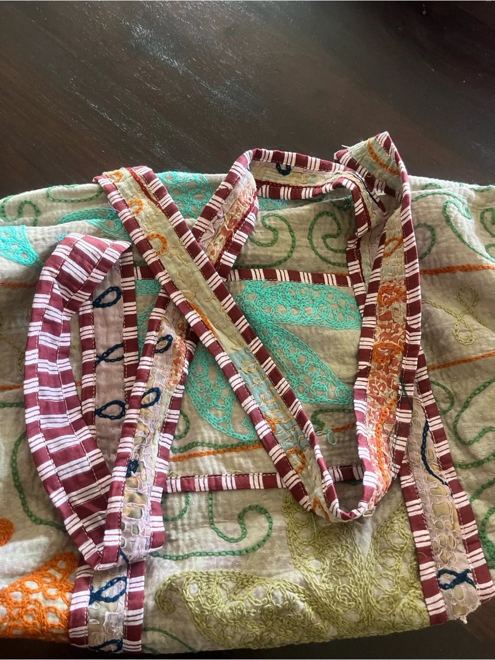 SIOAK One-of-a-Kind Embroidered Quilted Boho Oversized Shoulder Bag